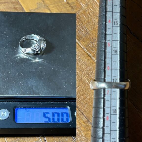 Vintage 1980s Sterling Silver Deco Revival Ring w/ CZ – Size 7.25 - Picture 5 of 5